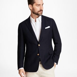 Slim Fit Wool Blend Blazer in Navy